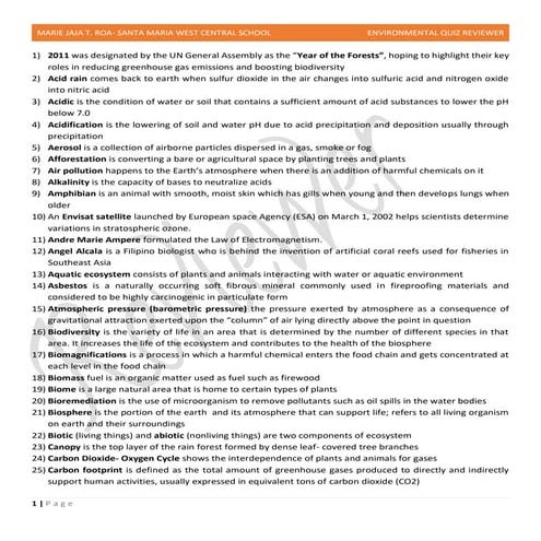 Environmental Quiz Reviewer