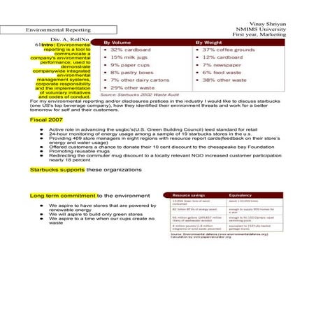 Environment reporting (Starbucks case)