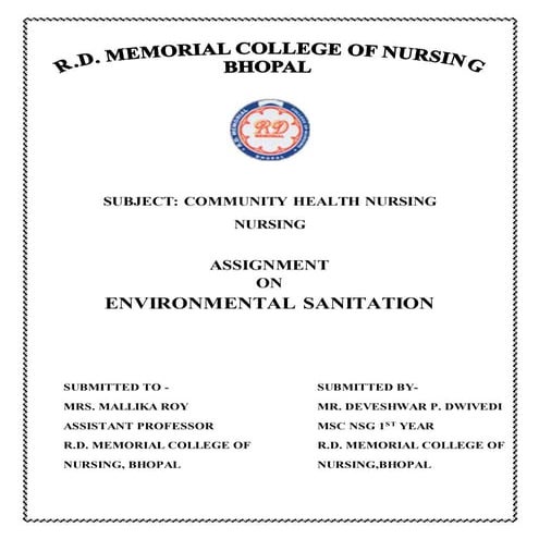 Environmental sanitation for M.Sc. Nursing