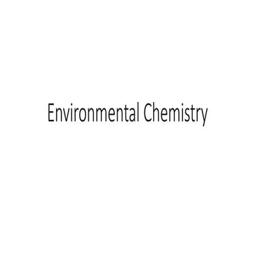 Introduction to Environmental Chemistry
