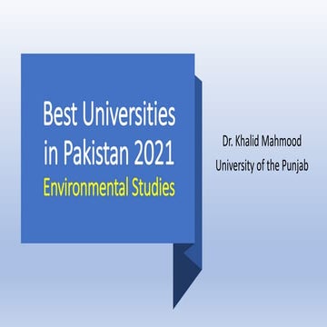 Best Universities in Pakistan 2021: Environmental studies