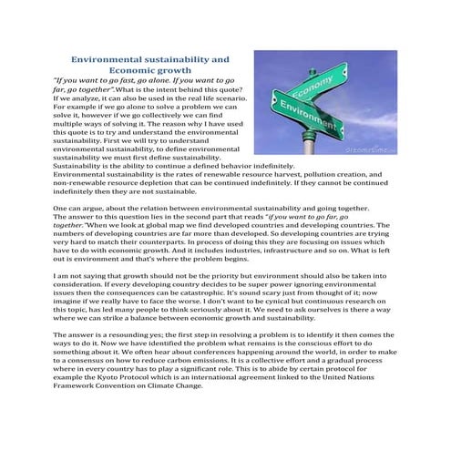 Environmental sustainability and economic growth | DOCX