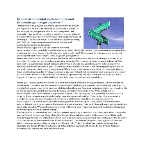 Environmental sustainability and economic growth | DOCX