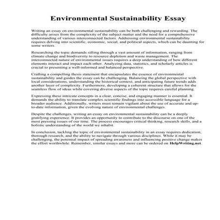 Environmental Sustainability Essay. Bergin University of Canine Studies