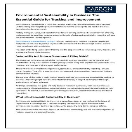 Environmental Sustainability in Business: The Essential Guide for ...
