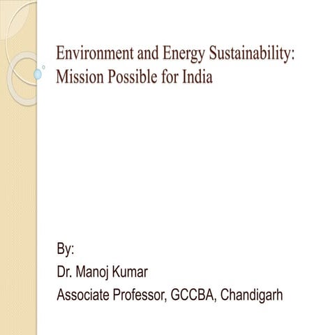 Environment and energy sustainability