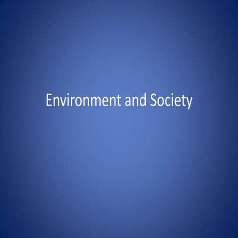 Environment And Society