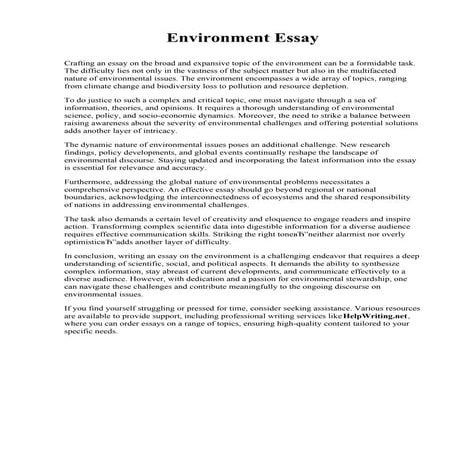 Environment Essay. California Miramar University