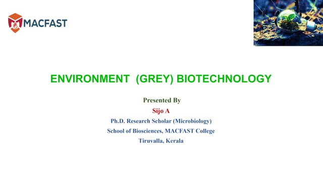 Environment (Gray) Biotechnology - Global aspects