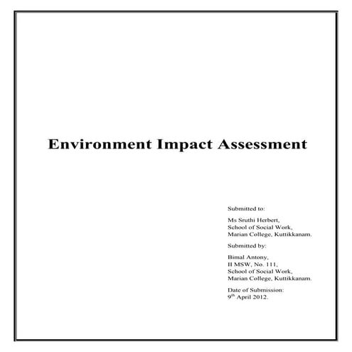 Environment impact assessment