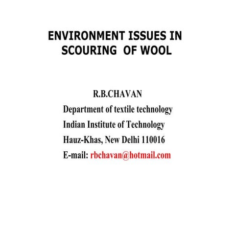 Environment issues in scouring  of wool