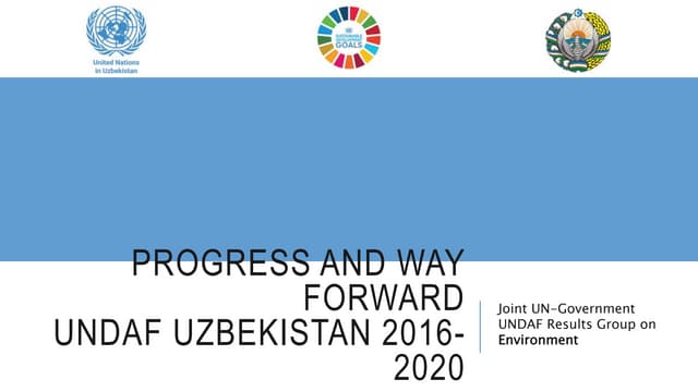 Progress and Way Forward UNDAF Uzbekistan 2016-2020