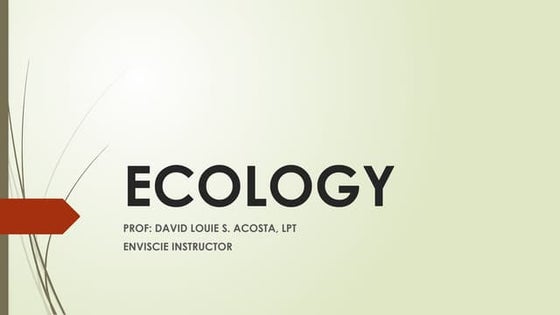 Introduction To Ecology | PPT