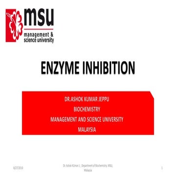 Enzyme inhibition  by Dr. Ashok Kumar Jeppu