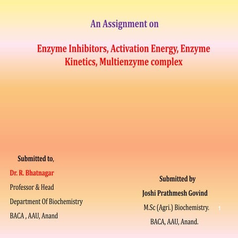 Enzyme Inhibitors, Activation energy and MEC.