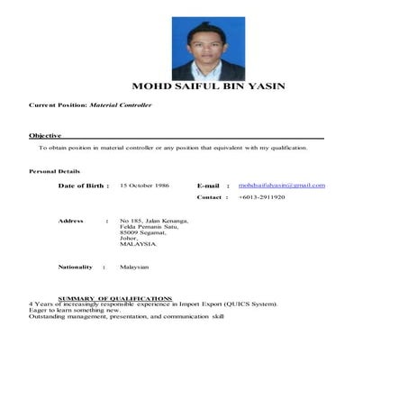 Top 5 material controller cover letter samples | PPTX