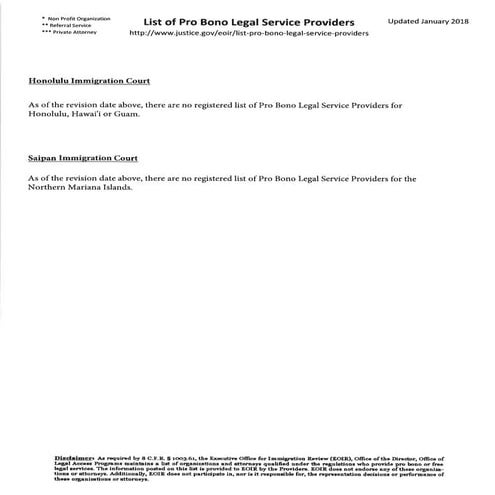 List Of Pro Bono Legal Service Providers