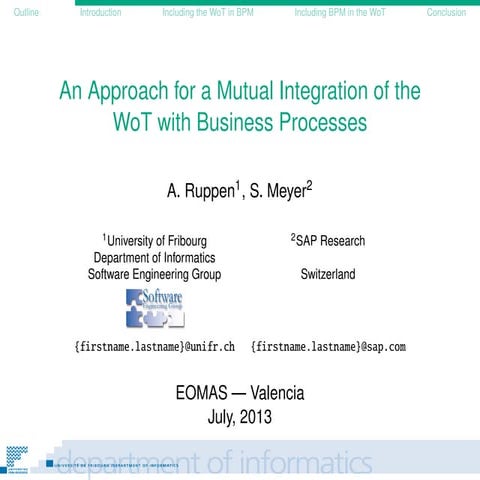 An Approach for a Mutual Integration of the WoT with Business Processes
