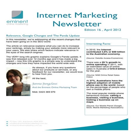 Internet Marketing Newsletter April 2012
