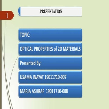 Optical properties of 2D materials | PPTX