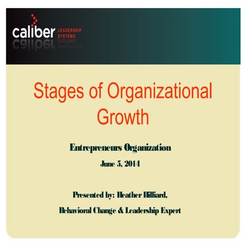 Stages of Organizational Growth in an Entrepreneurial Organization