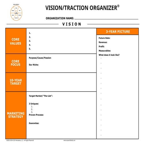 EOS-Fillable- Vision Traction Organizer for Entrepreneurs