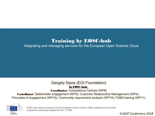 Training by EOSC-hub - Integrating and Managing services for the European Ope...