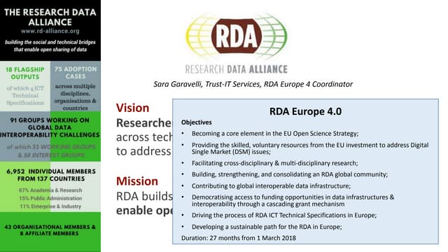EOSC Summit 2018 - RDA Europe Presentation