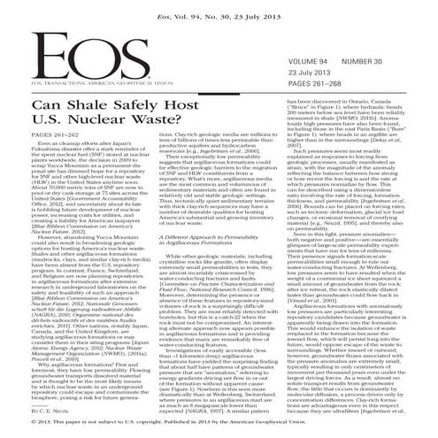 USGS: Can Shale Safely Host U.S. Nuclear Waste?