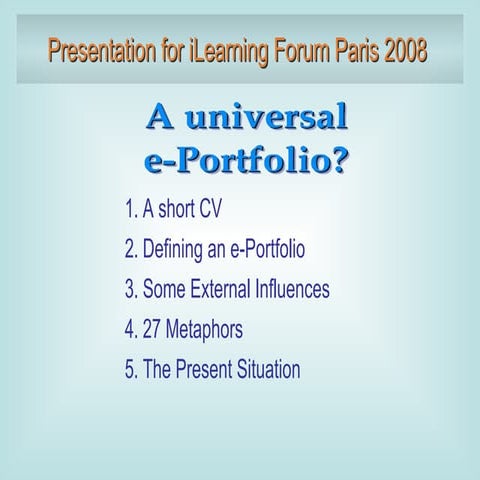 A Universal e-Portfolio?