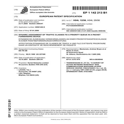 Dynamic assignment of traffic classes to a priority queue in a packet forward...