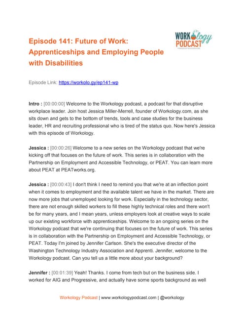 Workology Podcast Episode 141 – Future of Work: Apprenticeships and Employing People With Disabilities