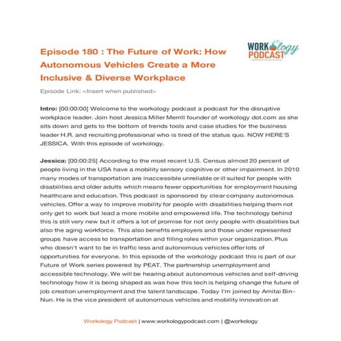 Ep 180 - How Autonomous Vehicles create a more Inclusive & Diverse Workplace