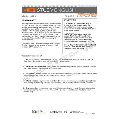 Episode 1 - Electronic Crime - Notes