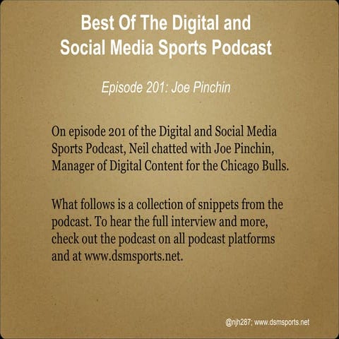 Episode 201 Snippets: Joe Pinchin of the Chicago Bulls