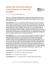 Ep 226 - Creating VR Workplace Training Programs for People with Disabilities