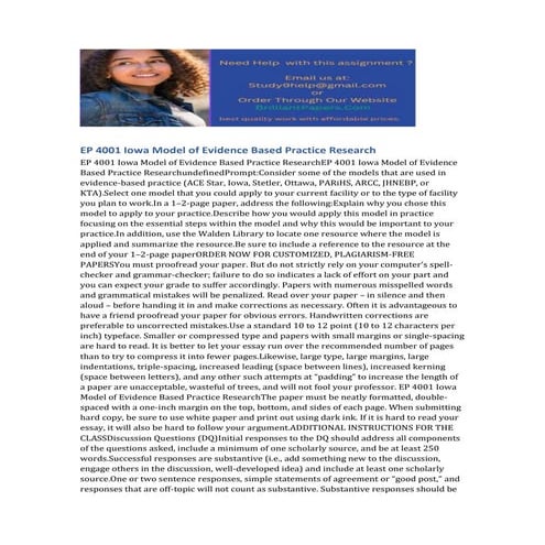 EP 4001 Iowa Model of Evidence Based Practice Research.docx