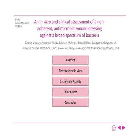 EWMA 2013 - Ep451 An in vitro and clinical assessment of a nonadherent, antim...