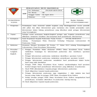 sop pemantapan mutu eksternal