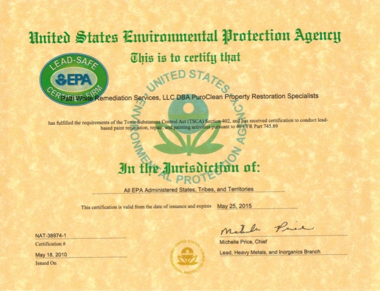 EPA Certificate epa-certificate