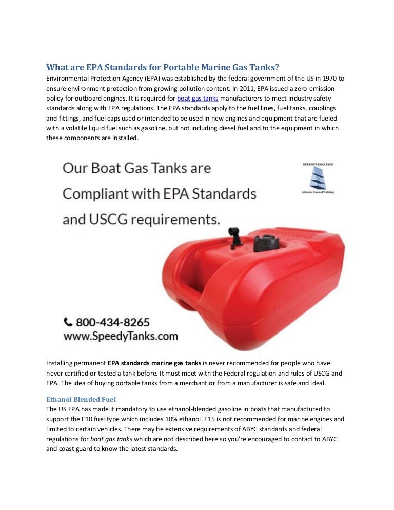 What are EPA Standards for Portable Marine Gas Tanks?