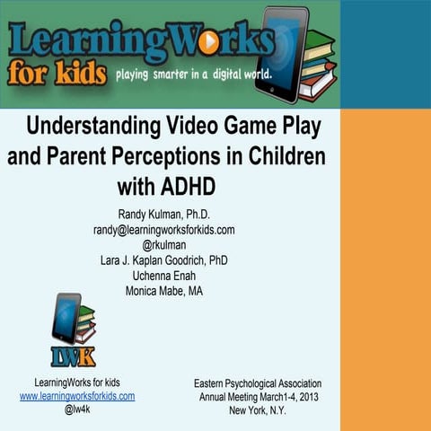 Understanding video game play and parent perceptions in children with ADHD