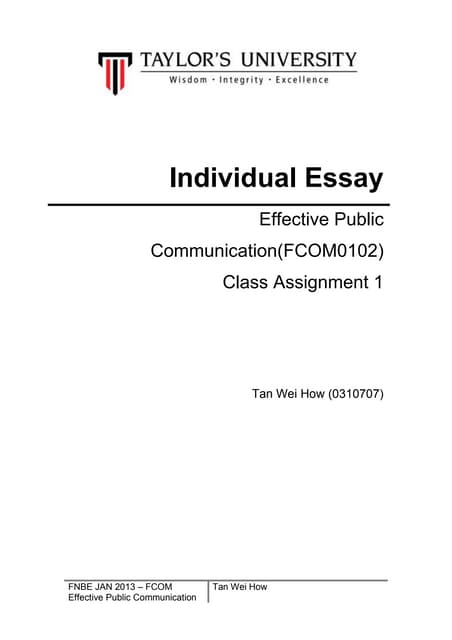 EPC Individual Essay