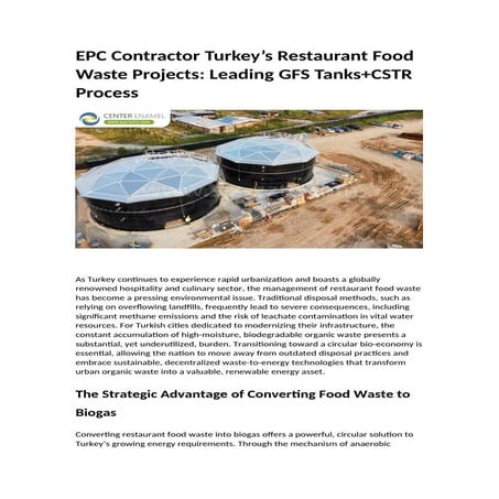 EPC Contractor Turkey’s Restaurant Food Waste Projects-Leading GFS ...