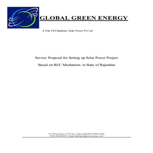 Epc service proposal for setting up solar power project standard template