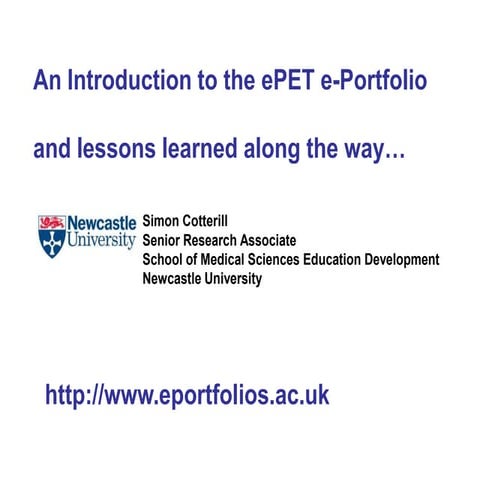 An introduction to the ePet e-portfolio