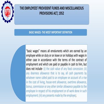 Important Provisions of the Epf and Mf act