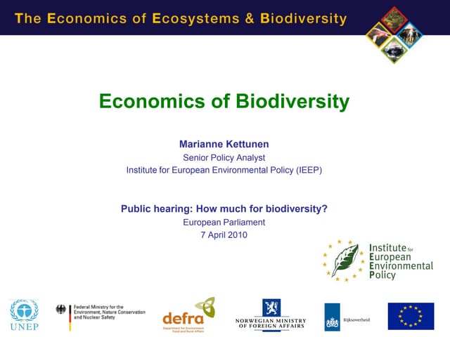 Economics of biodiversity_MKettunen