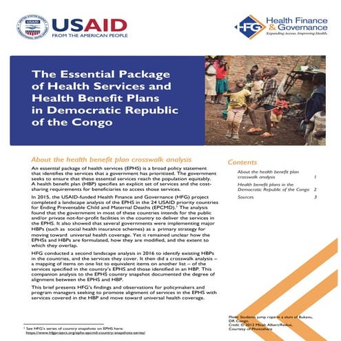 Essential Package of Health Services and Health Benefit Plans Mapping Brief