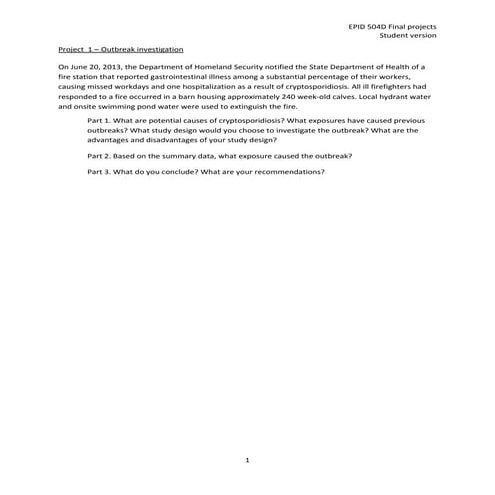 EPI 504D Final Projects Descriptions